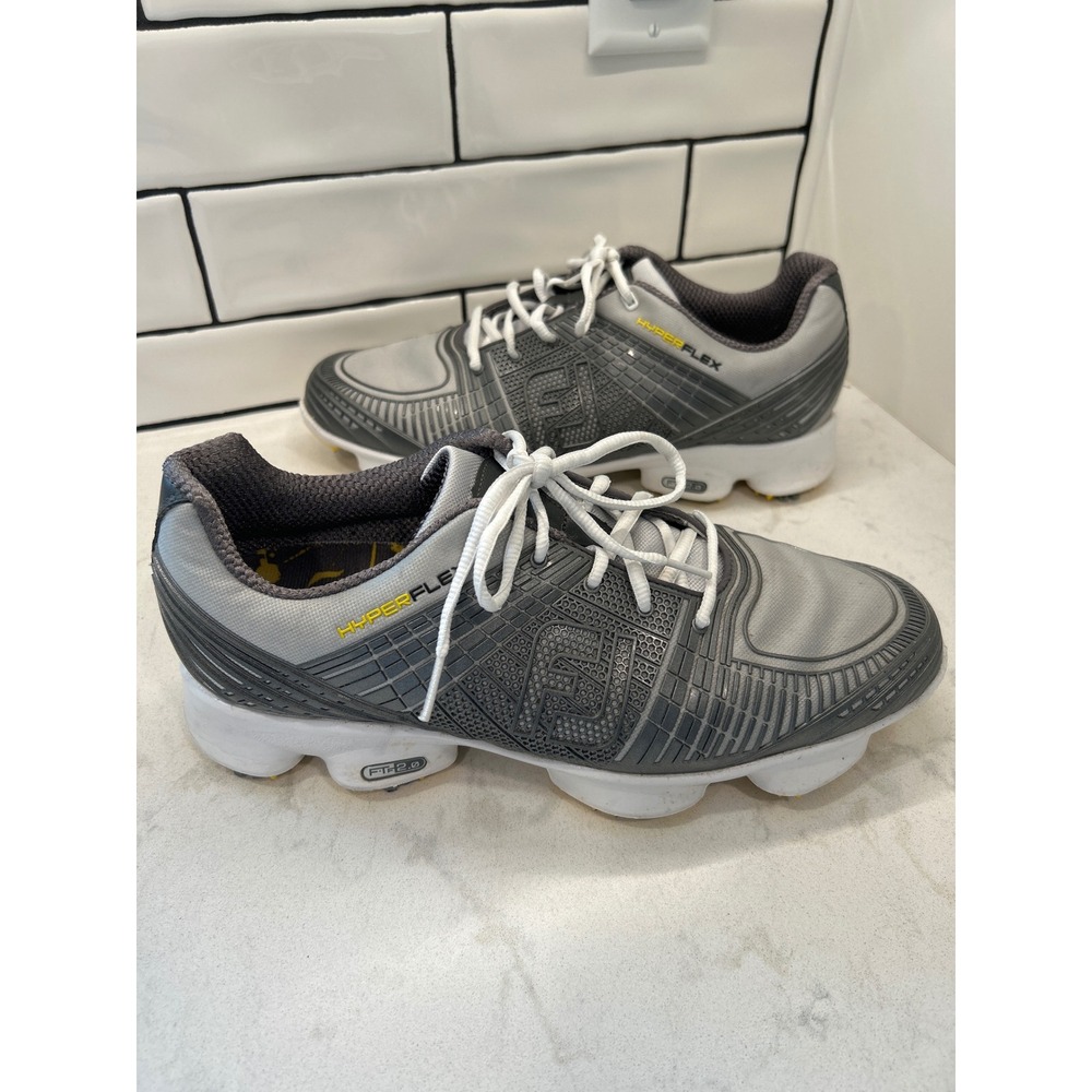 FootJoy HyperFlex Golf Shoes Mens 9.5 Grey 51036 Athletic Spiked Athletic Cleats